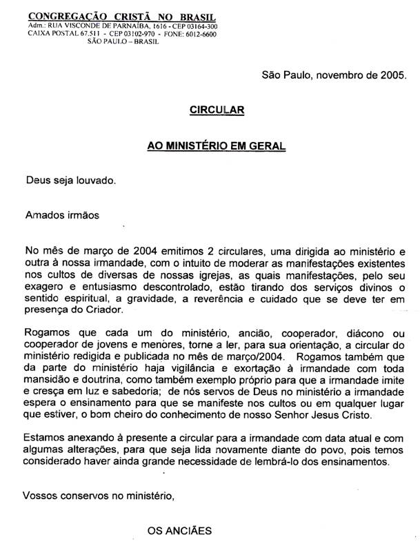 Circular 2005 - Ministrio